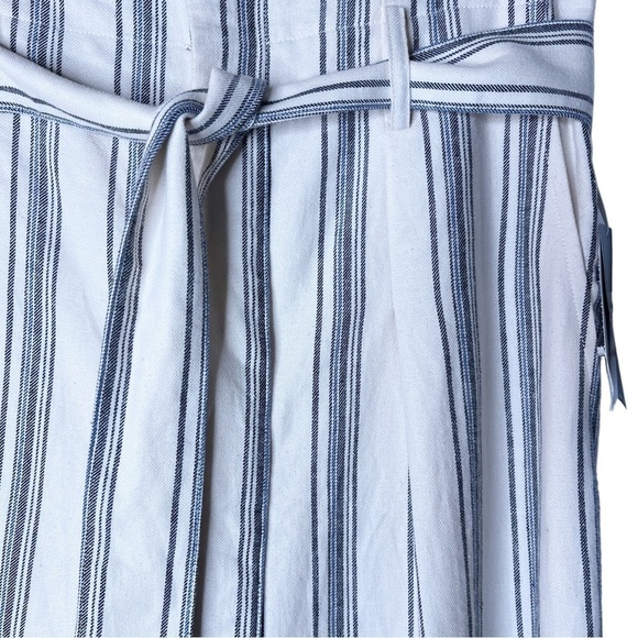 LAUREN RALPH LAUREN NWT Linen Blend Tie High Waist Pants Size 4 in Blue Stripe - Picture 13 of 15